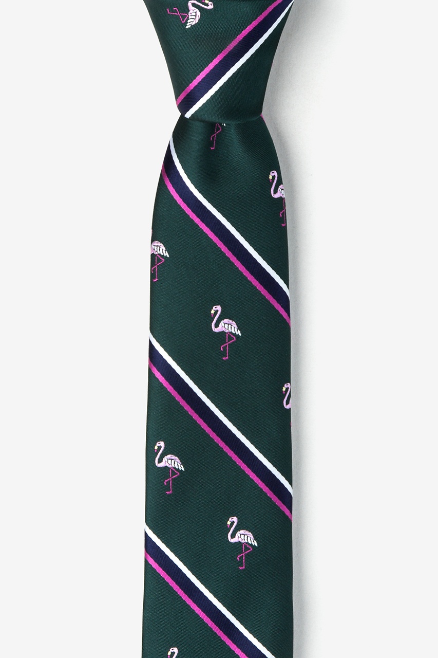 Flamingo Stripe Green Skinny Tie Photo (0)