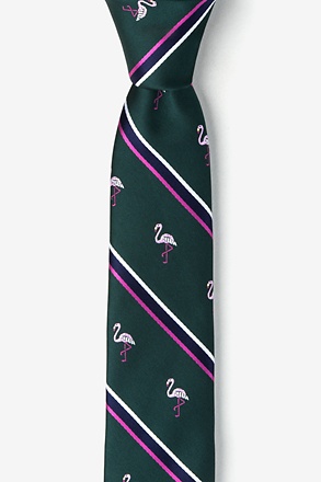 Flamingo Stripe Green Skinny Tie