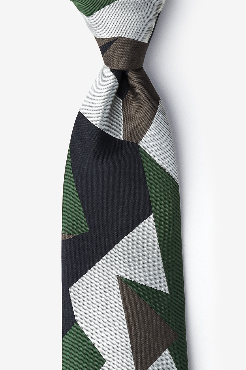 Geometric Camo Green Extra Long Tie Photo (0)
