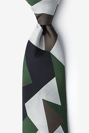 Geometric Camo Green Extra Long Tie
