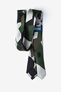 Geometric Camo Green Skinny Tie Photo (1)