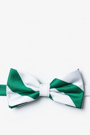 _Green & White Stripe Pre-Tied Bow Tie_