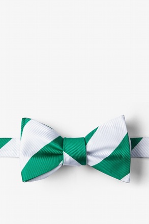 Green & White Stripe Self-Tie Bow Tie
