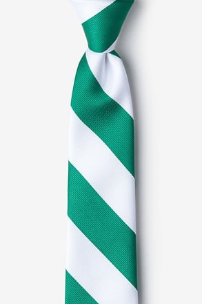 Green & White Stripe Skinny Tie