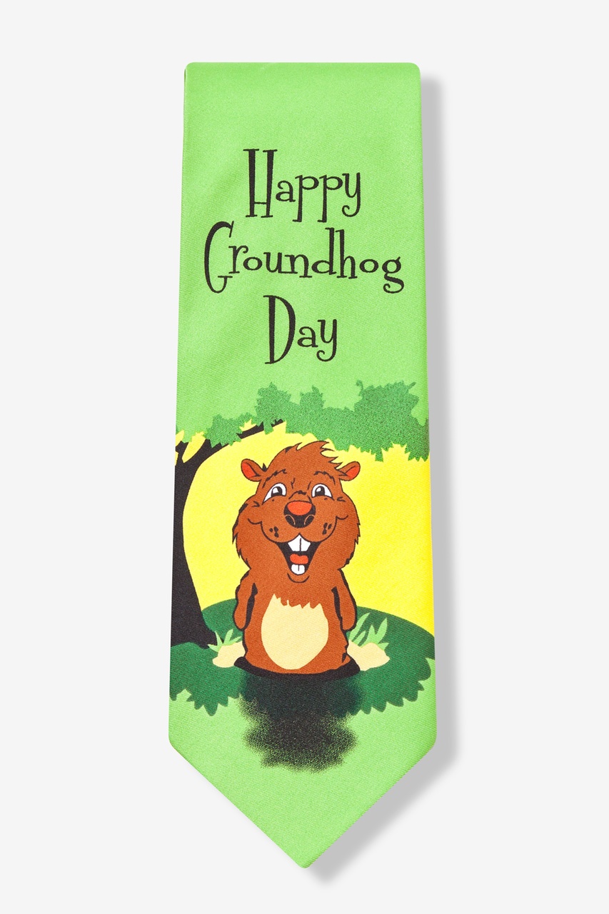 Happy Groundhog Day Green Tie Photo (1)