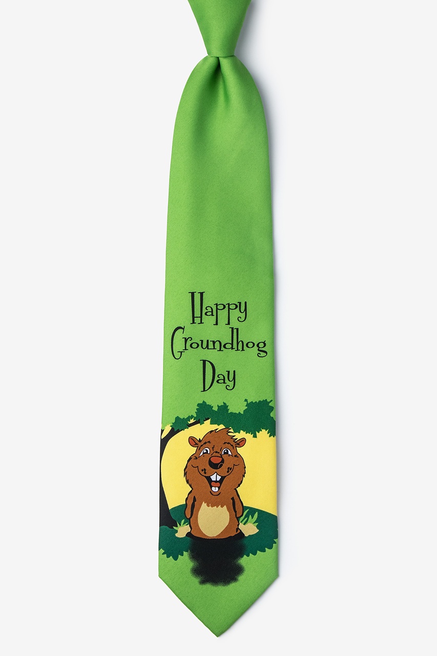 Happy Groundhog Day Green Tie Photo (0)
