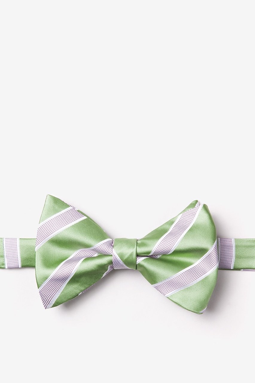 Jefferson Stripe Green Pre-Tied Bow Tie Photo (0)