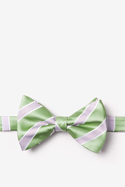 Green Microfiber Jefferson Stripe Pre-Tied Bow Tie