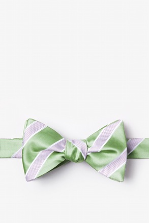_Jefferson Stripe Green Self-Tie Bow Tie_