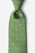 Jumping Reindeer Green Extra Long Tie Photo (0)