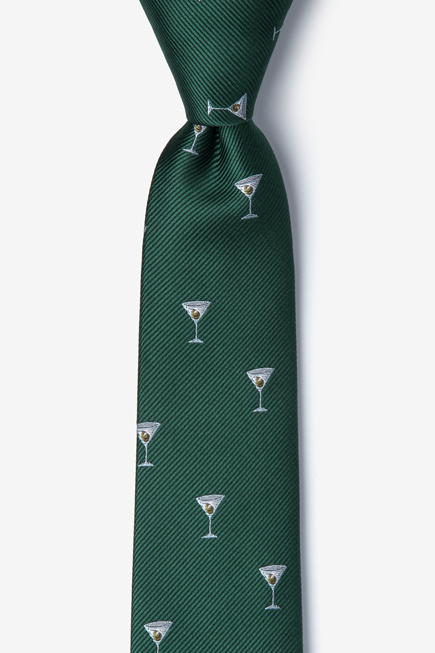 Martini & Olive Green Skinny Tie Photo (0)