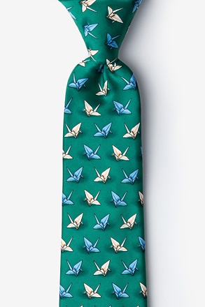 Origami Crane Green Extra Long Tie