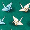 Green Microfiber Origami Crane Skinny Tie