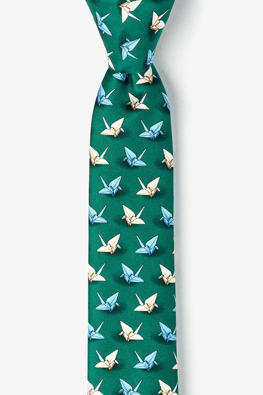 Origami Crane Green Skinny Tie Photo (0)