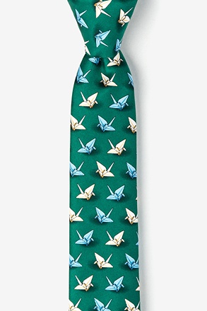 _Origami Crane Green Skinny Tie_