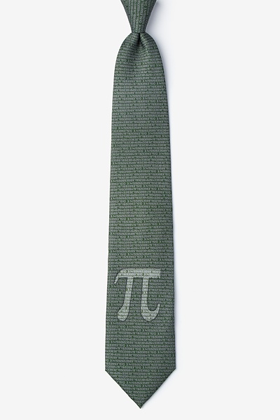 Green Microfiber Pi to the 50th Decimal Extra Long Tie