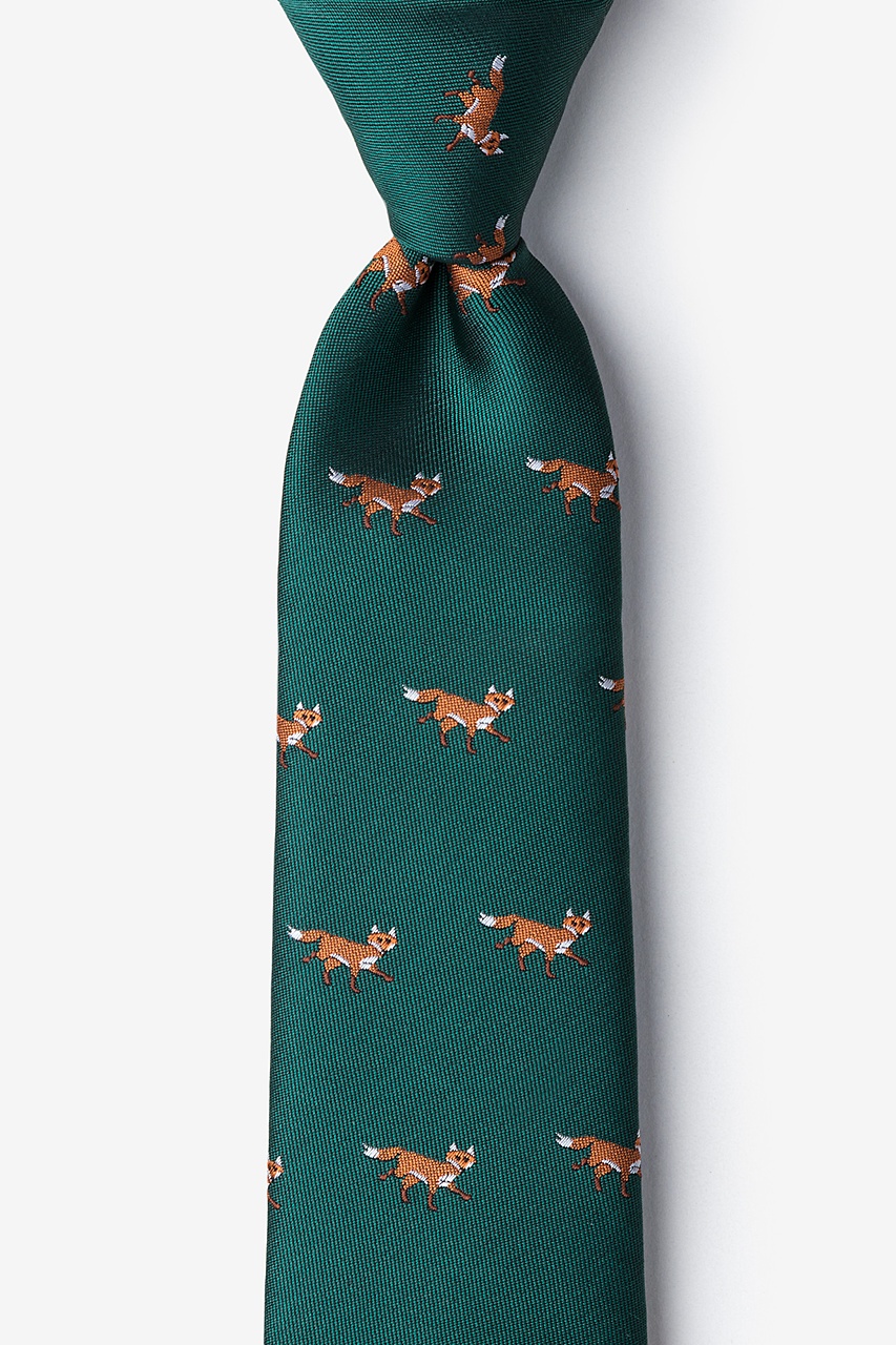 Prowling Foxes Green Extra Long Tie Photo (0)
