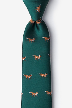 Prowling Foxes Green Extra Long Tie