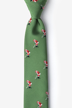 Santa Golf Green Skinny Tie