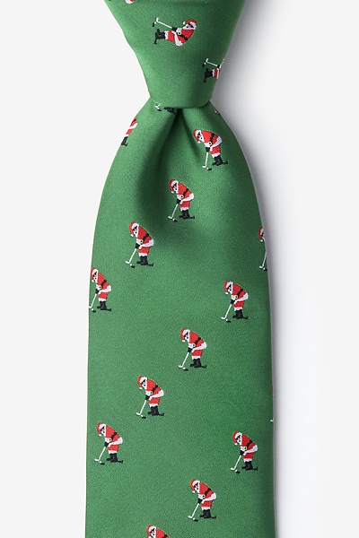 Image of Green Microfiber Santa Golf Tie