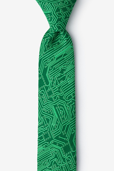 Green Microfiber The Circuit Board Skinny Tie