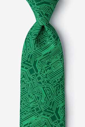 The Circuit Board Green Tie