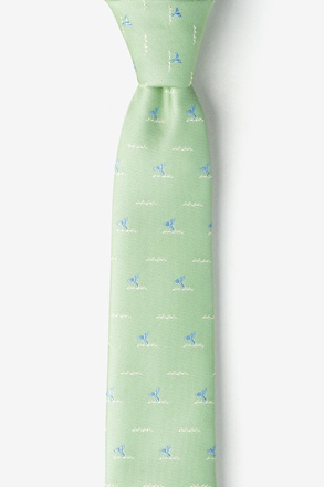 Whale Tails Green Skinny Tie