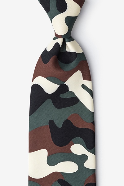 Green Polyester Camouflage Tie