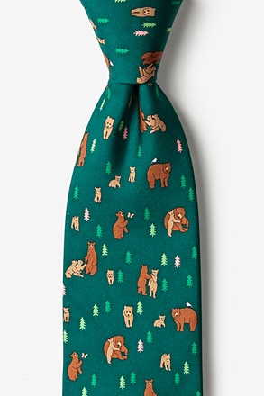 Bear Necessities Green Extra Long Tie