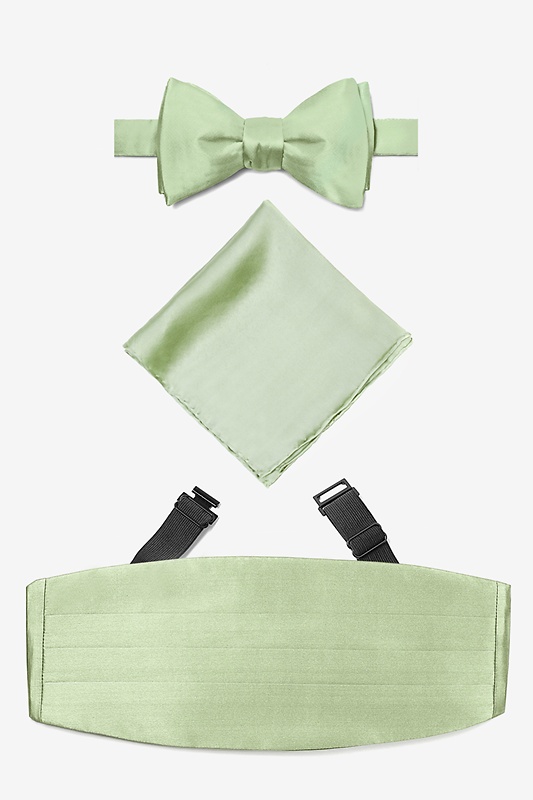 Celedon Green Self Tie Bow Tie Cummerbund Set