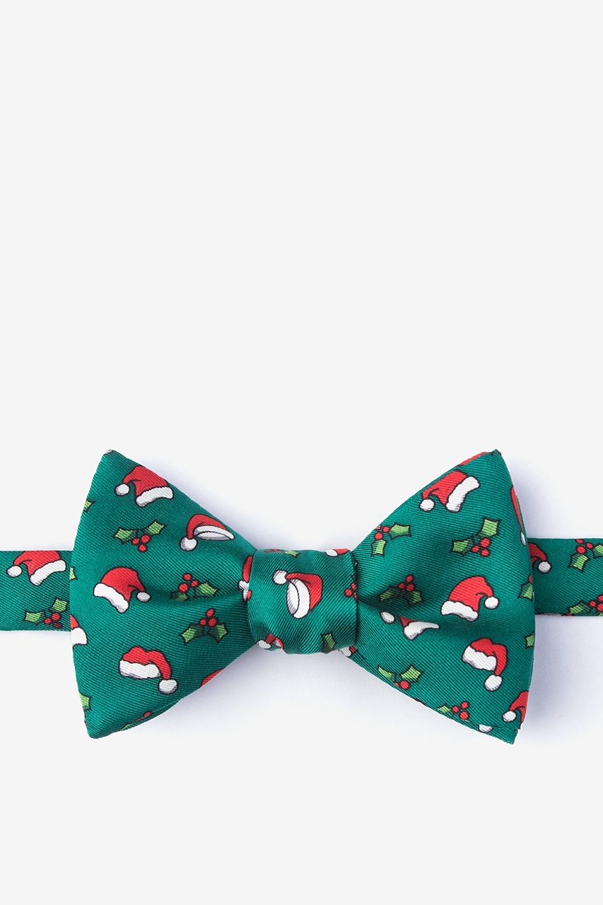 Christmas Caps Green Self-Tie Bow Tie Photo (0)