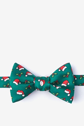 Christmas Caps Green Self-Tie Bow Tie