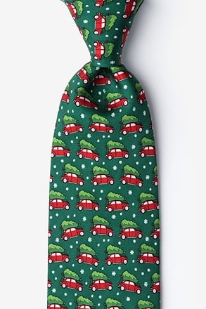 Christmas Car-ma Green Extra Long Tie