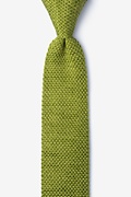 Classic Solid Green Knit Skinny Tie Photo (0)