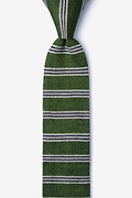 French Stripe Green Knit Skinny Tie Photo (0)