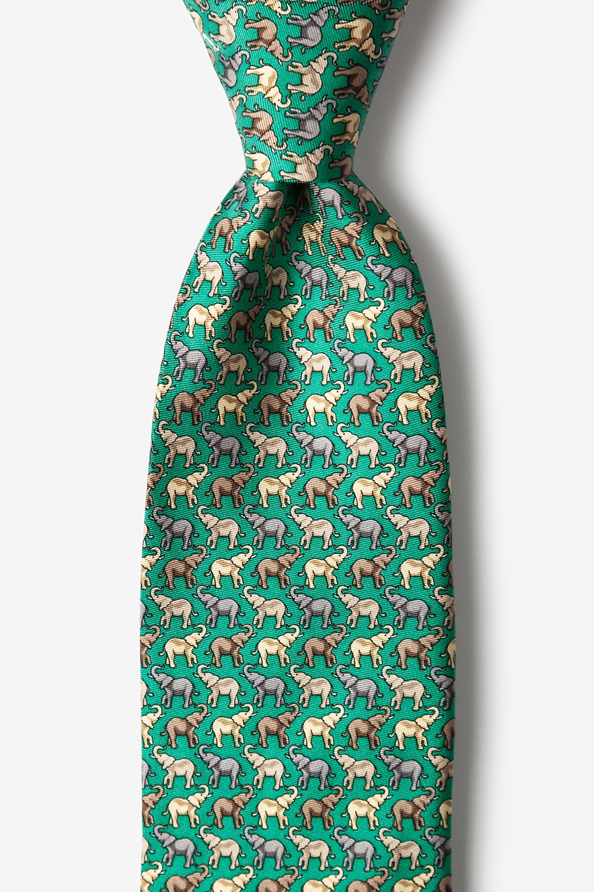 Pack O' Pachyderms Green Tie Photo (0)
