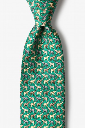 Pack O' Pachyderms Green Tie