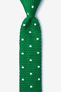 Polka Dot Green Knit Skinny Tie Photo (0)
