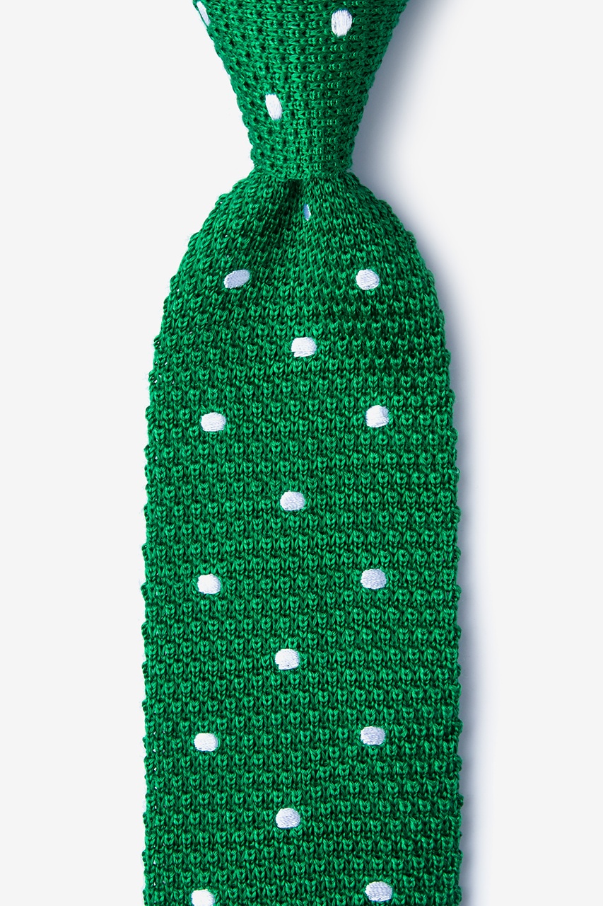 Green Silk Polka Dot Knit Tie
