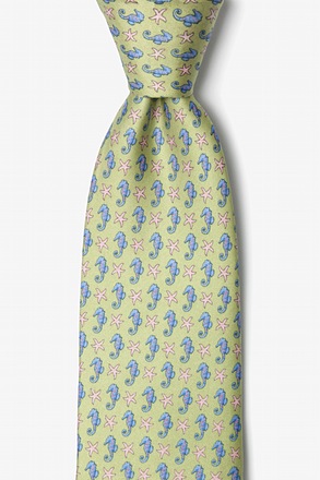 _Seahorses & Starfish Green Tie_