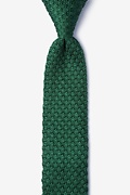 Textured Solid Green Knit Skinny Tie Photo (0)