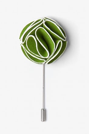 Green Piped Flower Lapel Pin