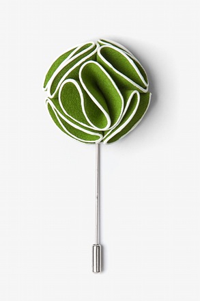 Green Piped Flower Lapel Pin