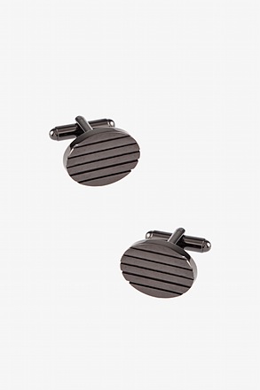 _Horizontal Grooves Gunmetal Cufflinks_