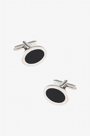_Oval Hatch Gunmetal Cufflinks_