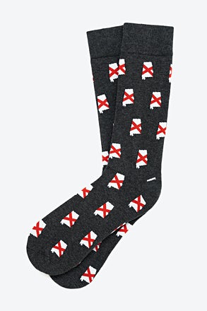 _Alabama State Flag Heather Black Sock_