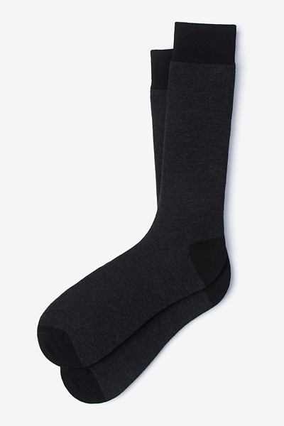 Heather Black Carded Cotton Solid Choice Medium-Large Sock