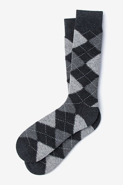 Heather Gray Carded Cotton Argyle Assassin Medium-Large Sock