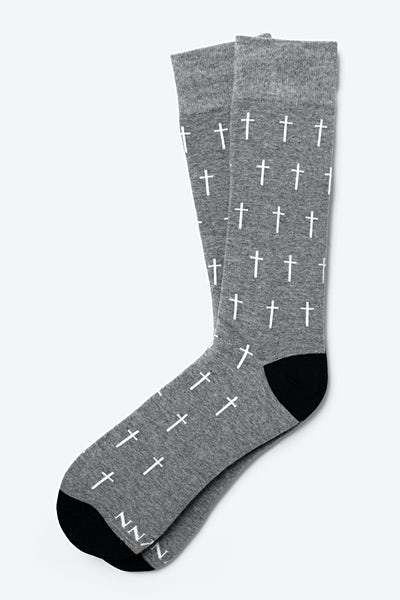 Heather Gray Carded Cotton Holy Cross Sock | Ties.com