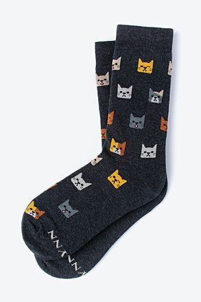 Not Kitten Around Heather Gray Small-Medium Sock